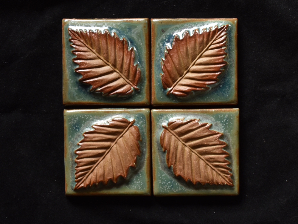 Ceramic Leaf Relief Tile ( 4Tiles ) Powderhounds Tiles