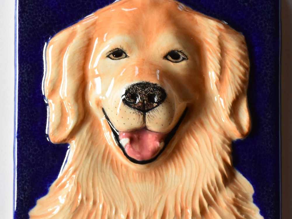 Golden Retriever Pottery Tile Powderhounds Tiles