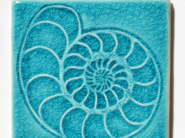 Ammonite Tile Turquoise Crackle