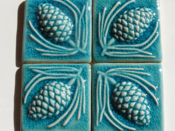 Turquoise Crackle Relief Tiles
