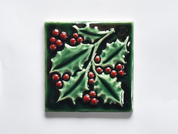 Christmas Pottery, Holly Leaves Tile