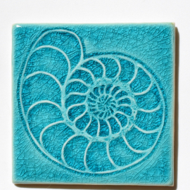 Ammonite Tile Turquoise Crackle