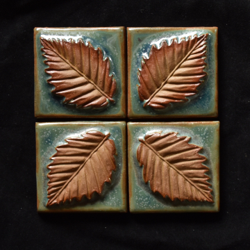 Ceramic Leaf  Relief Tile ( 4Tiles )